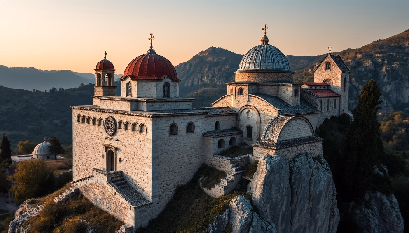 meteora monasteries greece in editorial style