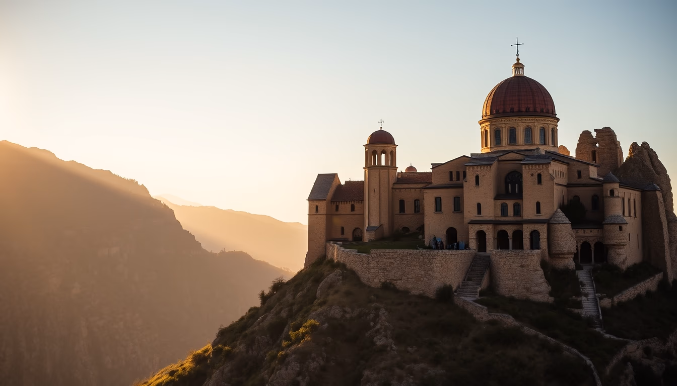 meteora monasteries greece in editorial style