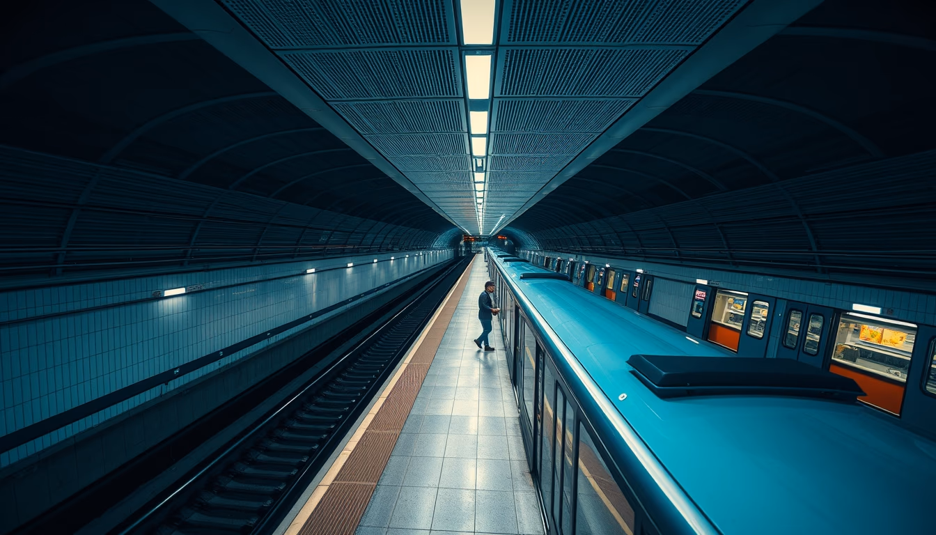 metro station underground modern in editorial style