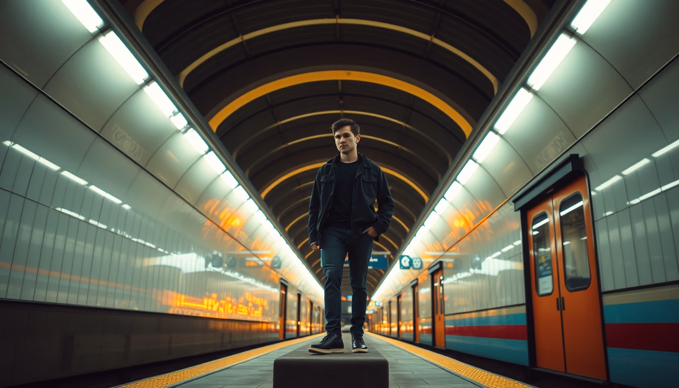 metro station underground modern in editorial style