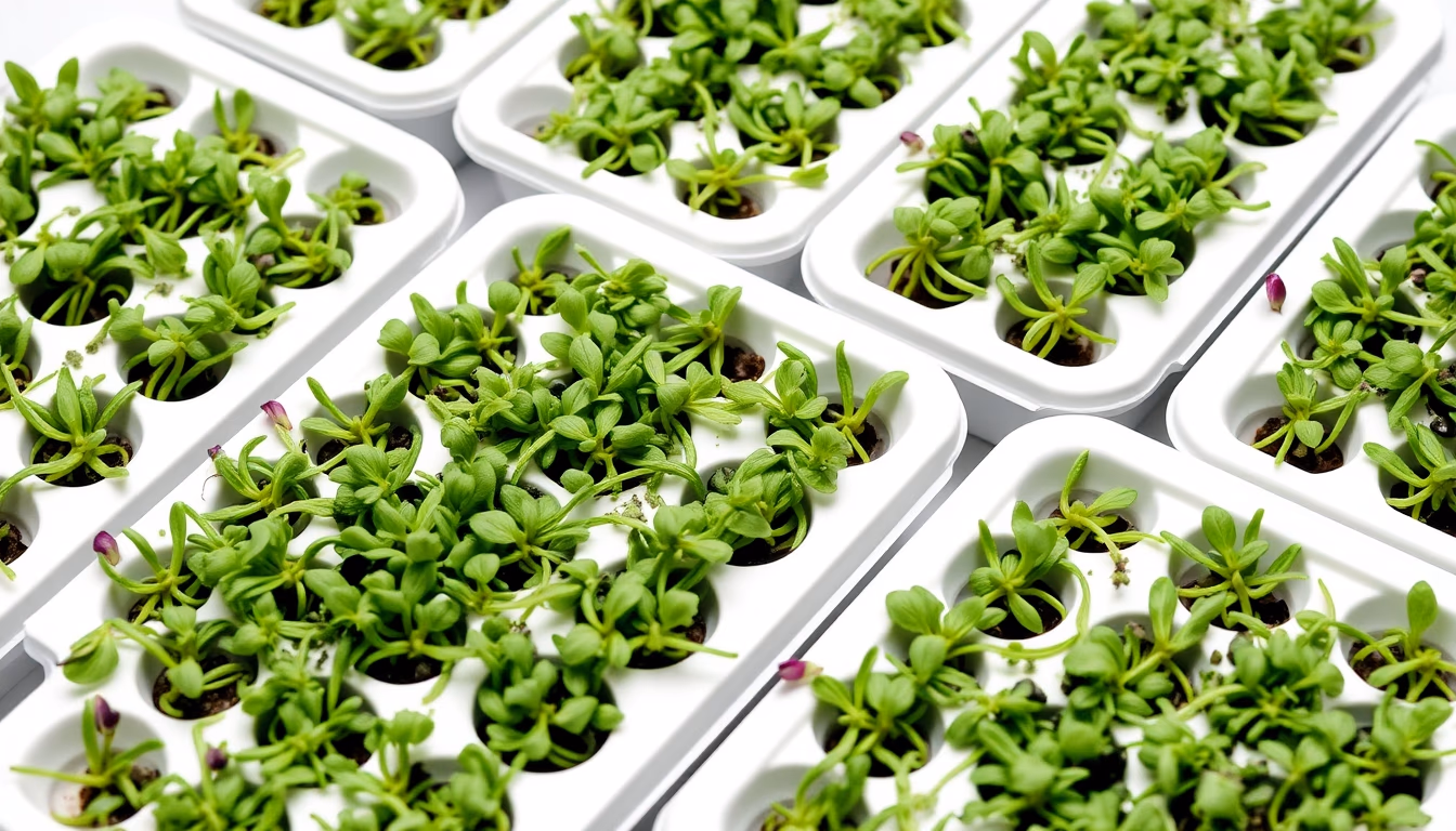 microgreens trays in editorial style