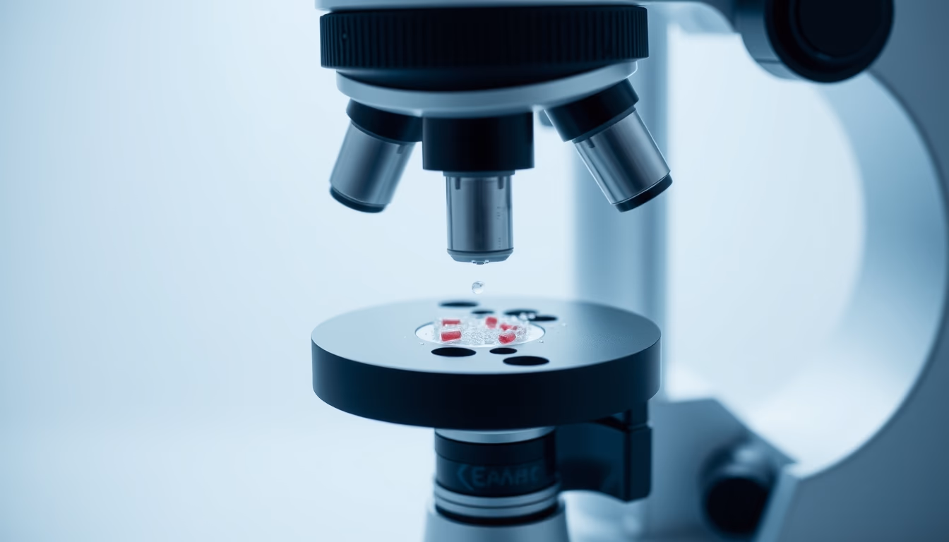 microscope view cell culture in editorial style