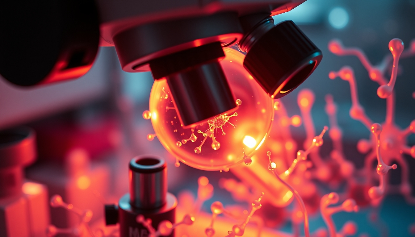 microscope view cell culture in editorial style