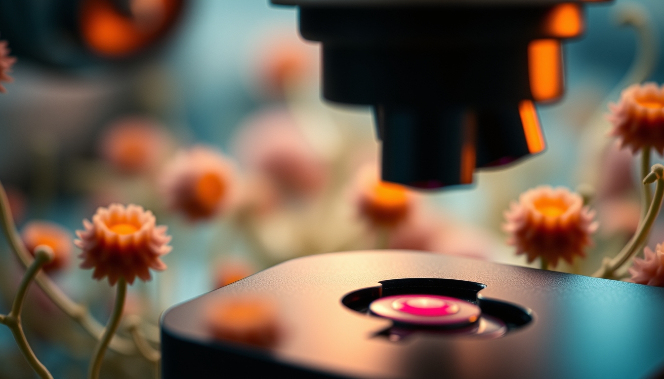 microscope view cell culture in editorial style