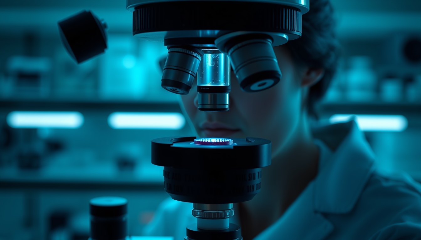 microscope view cell culture in editorial style