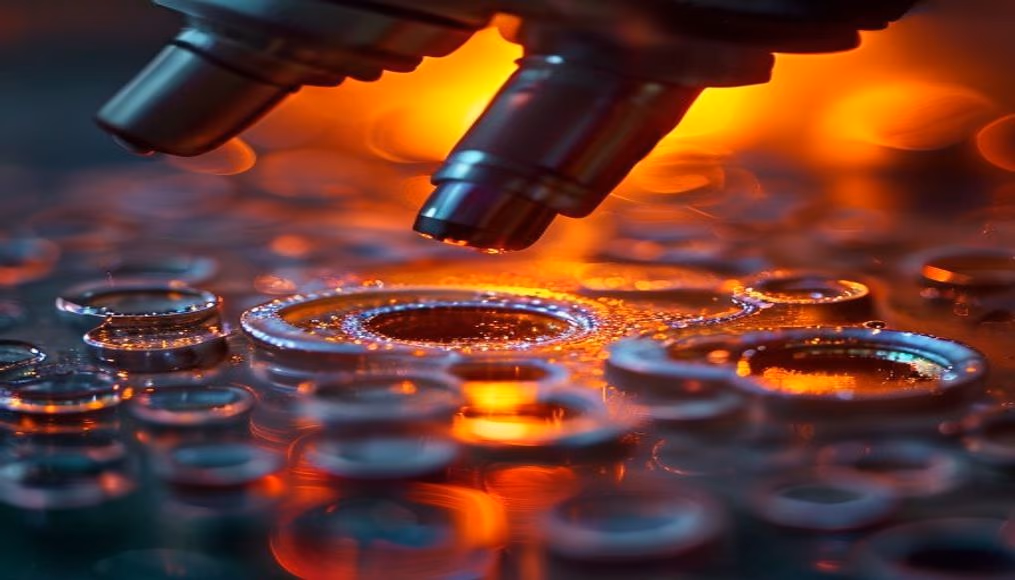 Microscope view cell culture em estilo editorial