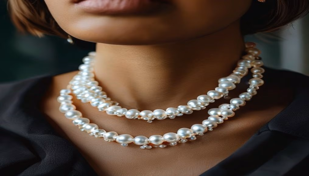 Mikimoto pearl necklace 8mm em fotografia editorial de luxo