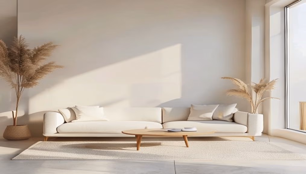 minimalist living room interior in editorial style