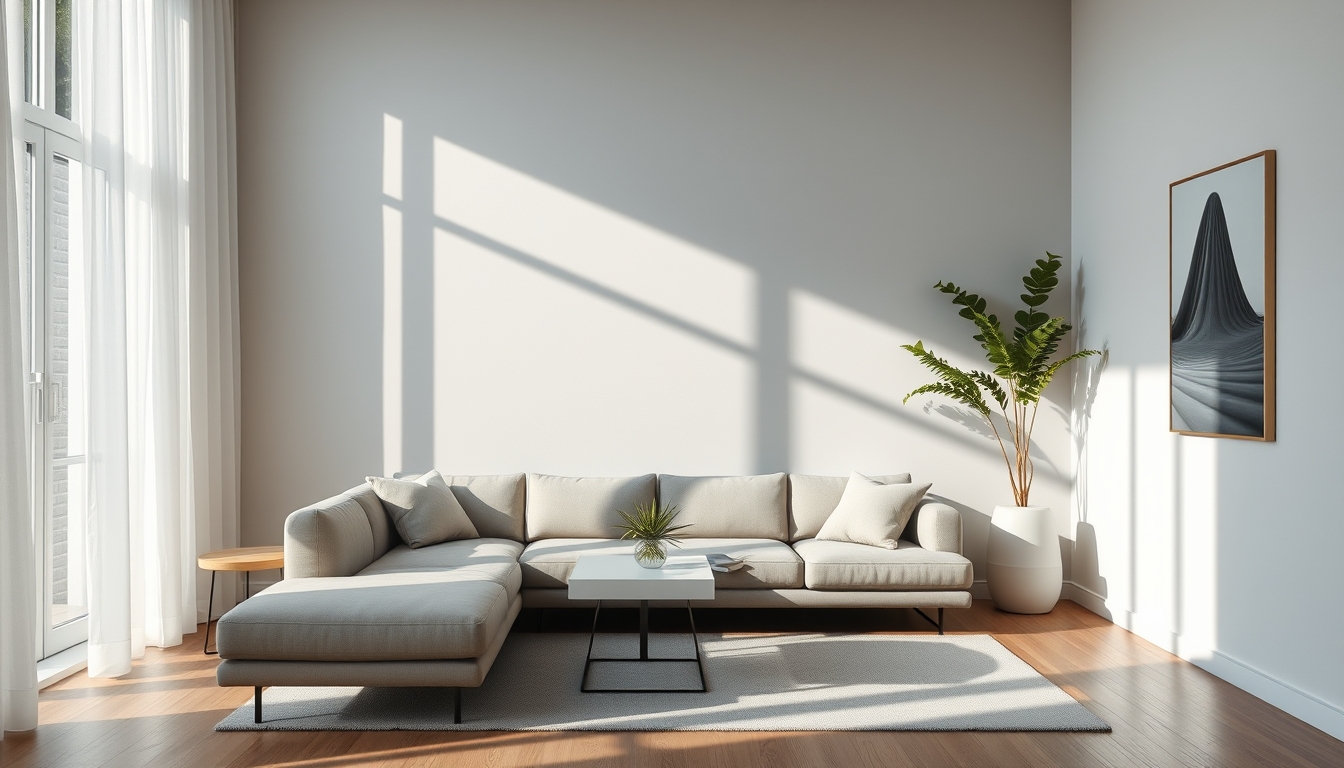 minimalist living room interior in editorial style