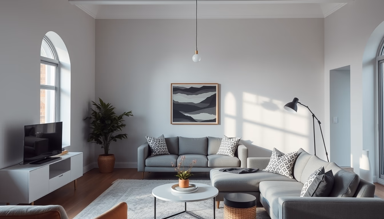 minimalist living room interior in editorial style