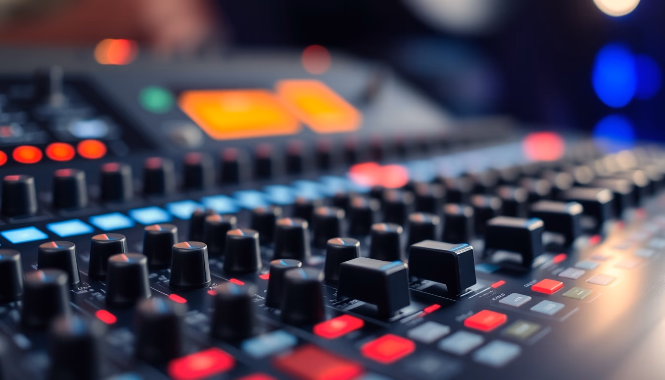 Mesa de mixagem studio professional em estilo editorial