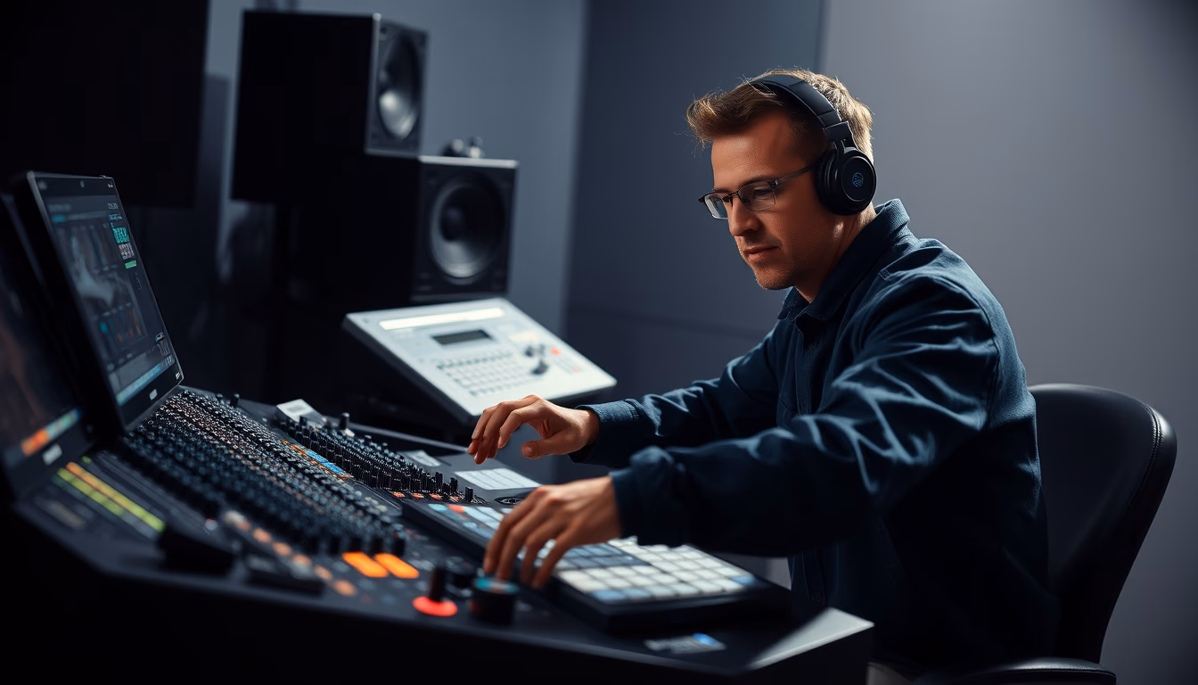 mixing console studio professional in editorial style