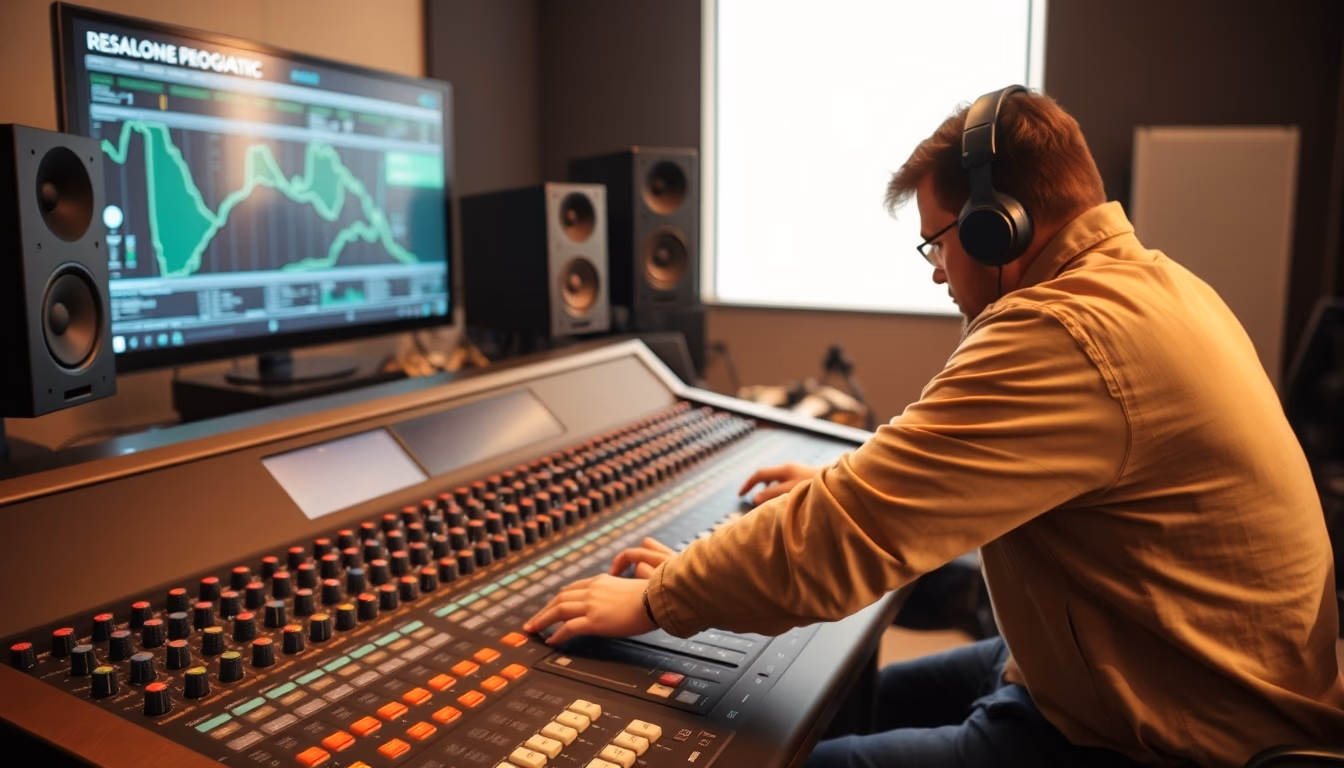 mixing console studio professional in editorial style