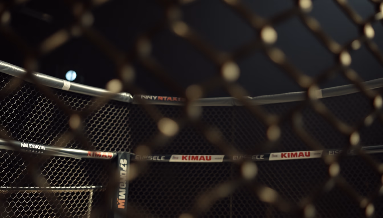 mma cage octagon in editorial style