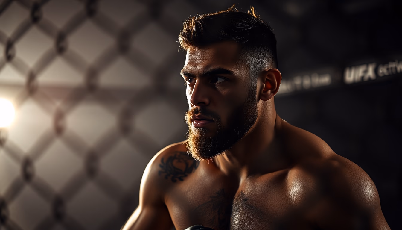 mma cage octagon in editorial style