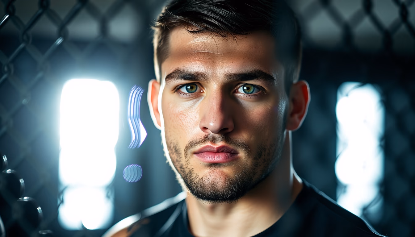 mma cage octagon in editorial style