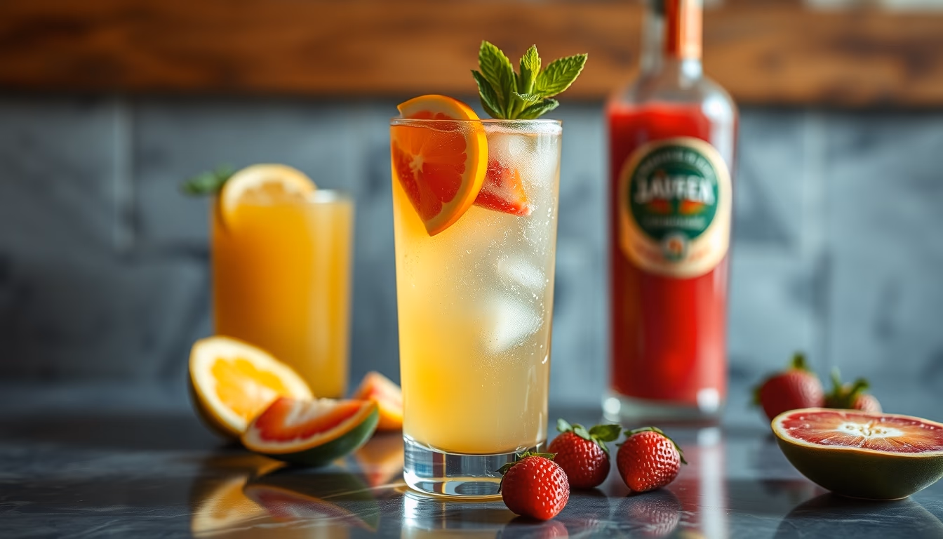 mocktail fresh fruit in editorial style