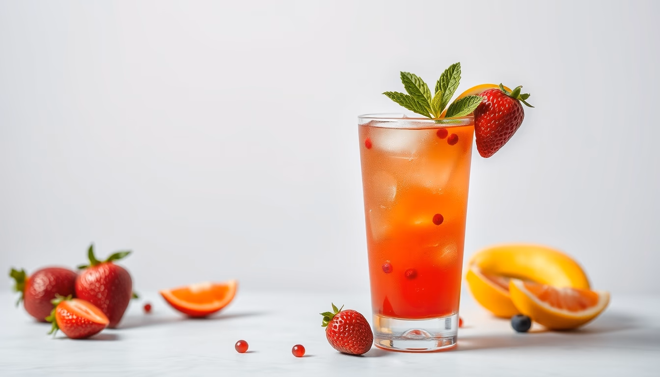 mocktail fresh fruit in editorial style