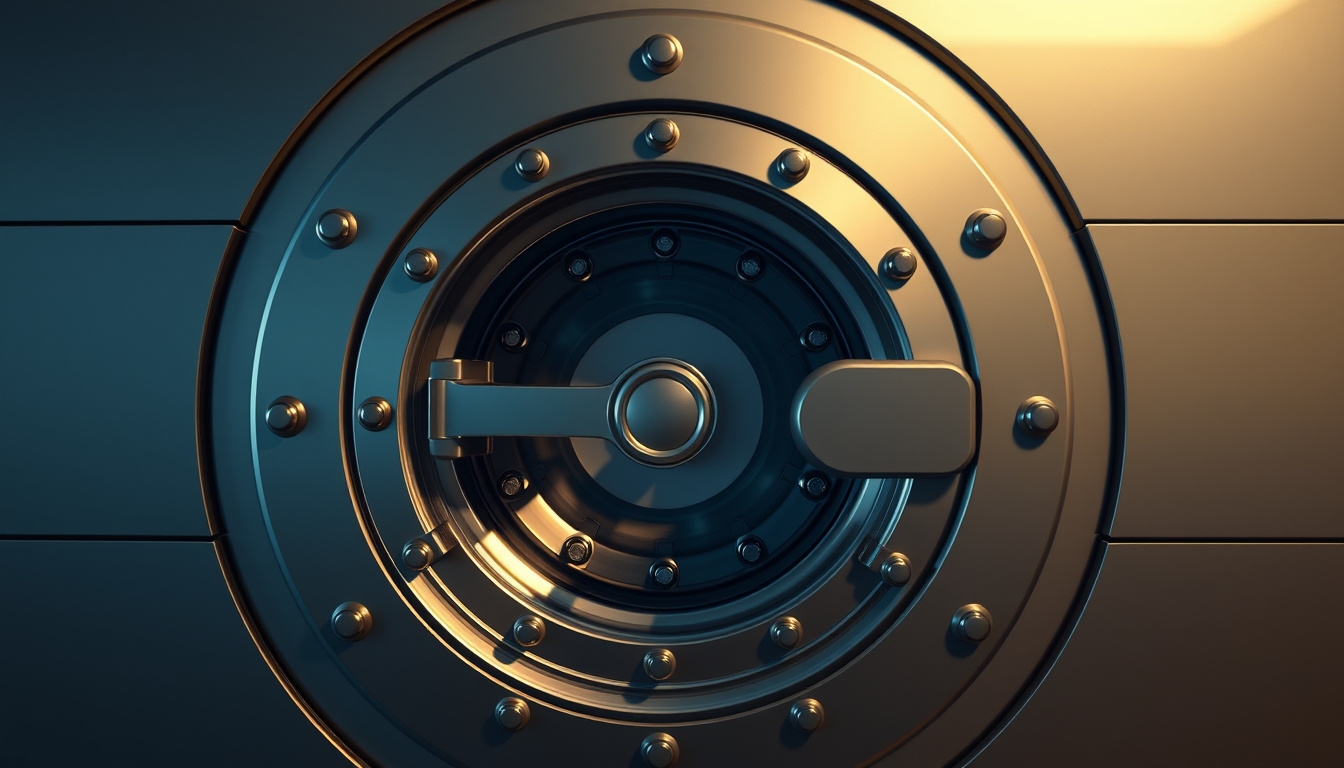 modern bank vault closed door in editorial style