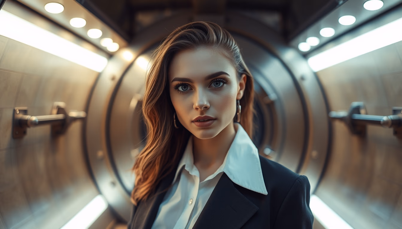 modern bank vault closed door in editorial style