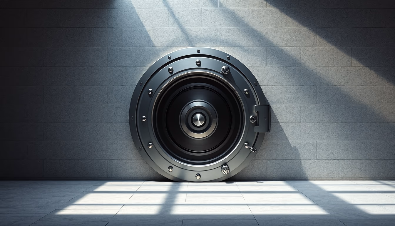 Modern bank vault closed door em estilo editorial