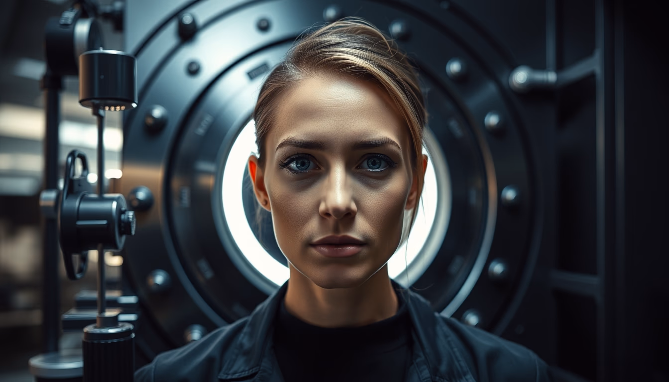 Modern bank vault closed door em estilo editorial