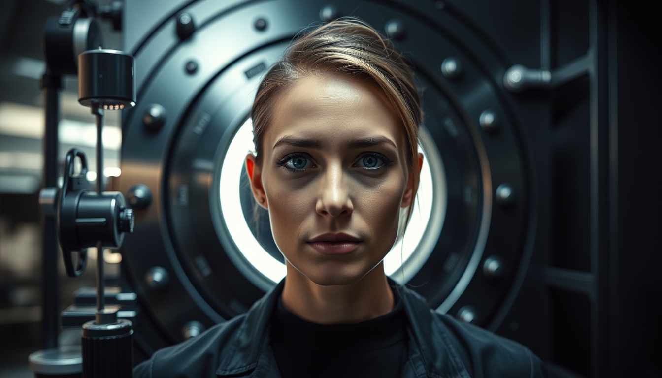 modern bank vault closed door in editorial style