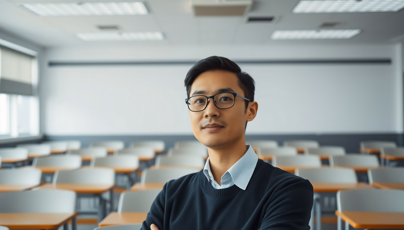 modern classroom empty rows in editorial style