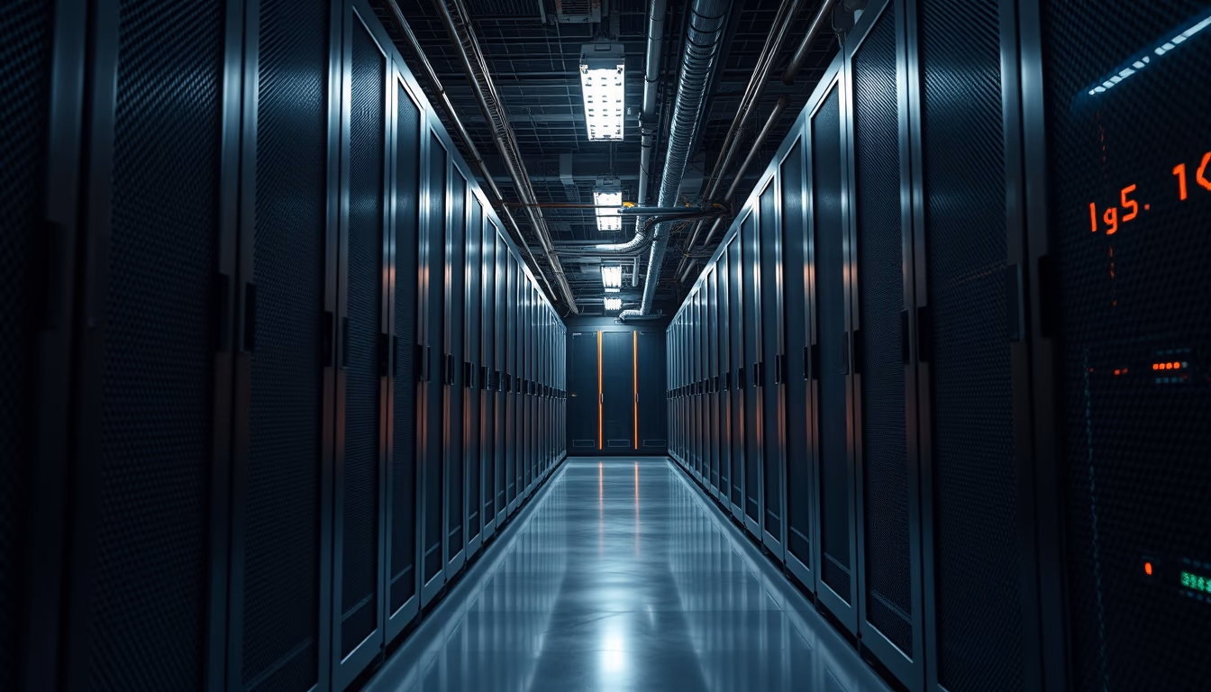 Modern data center cooling system em estilo editorial