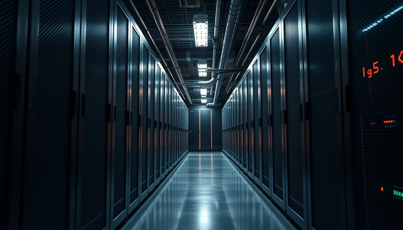 modern data center cooling system in editorial style