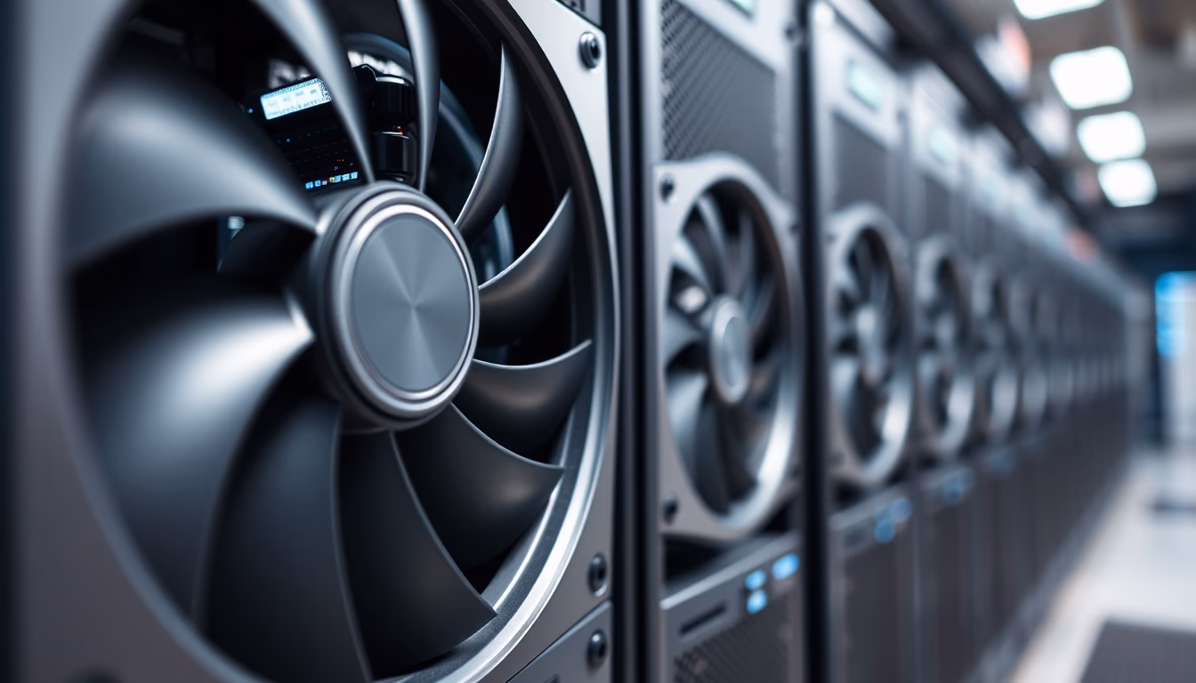 Modern data center cooling system em estilo editorial