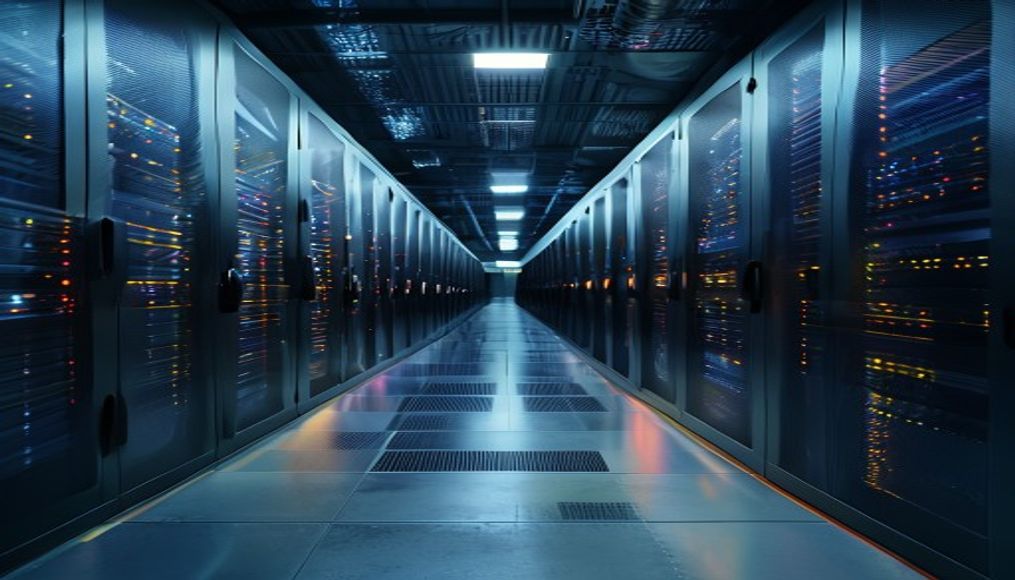 modern data center cooling system in editorial style