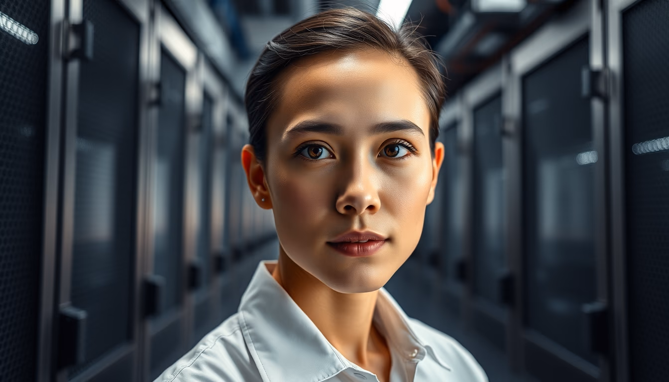 Modern data center cooling system em estilo editorial