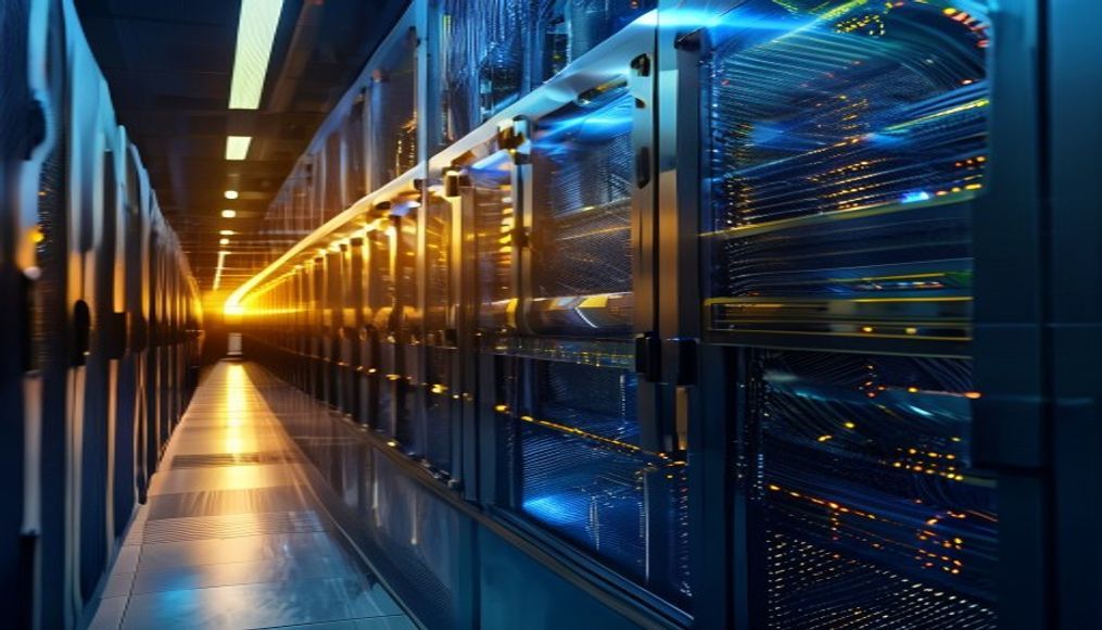 Modern data center cooling system em estilo editorial