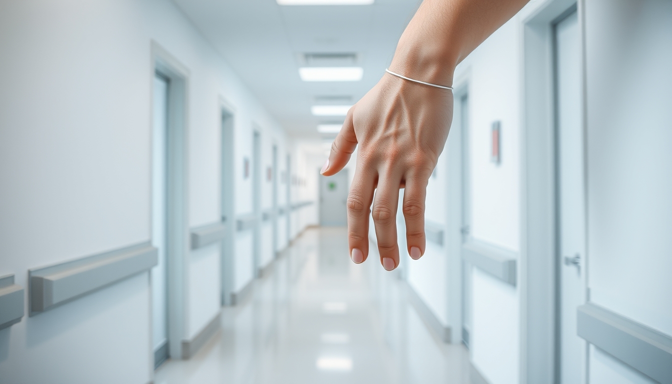 Corredor de hospital moderno paredes brancas limpas e luz natural em estilo editorial