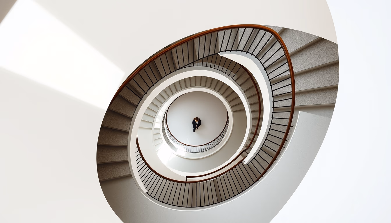 Modernist staircase spiral em estilo editorial