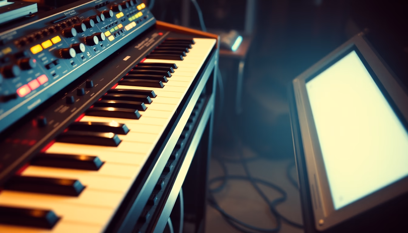 modular synthesizer rack in editorial style