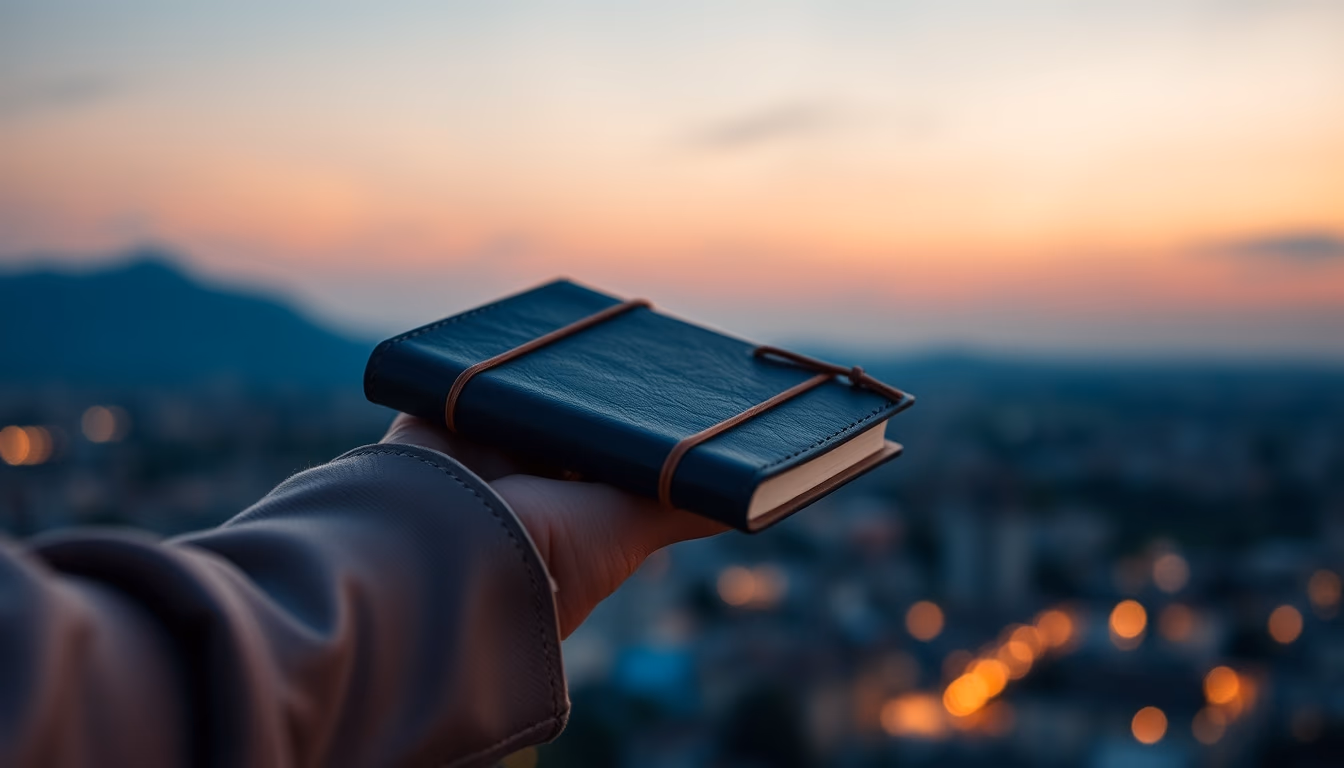 moleskine notebook leather in editorial style