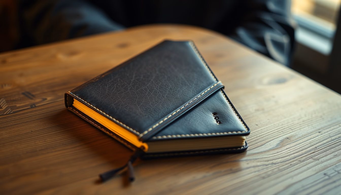moleskine notebook leather in editorial style