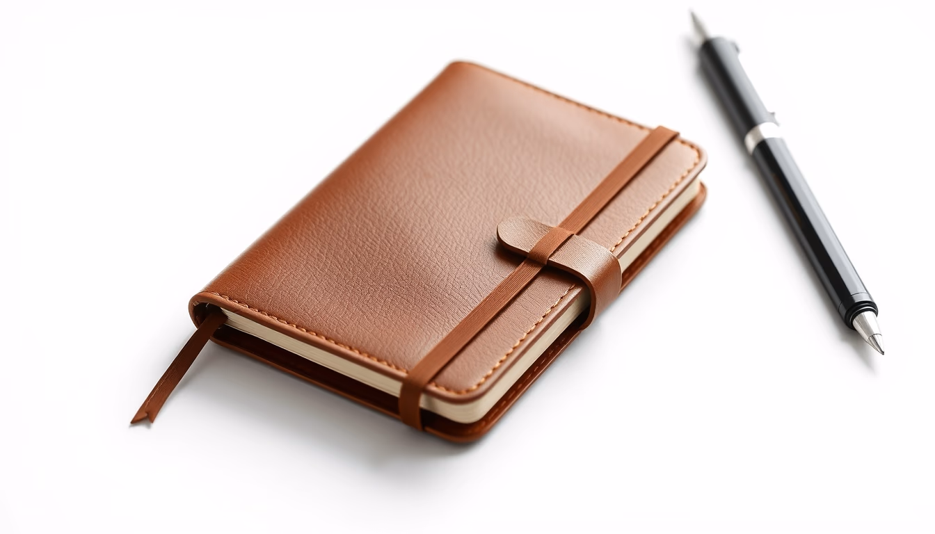 moleskine notebook leather in editorial style