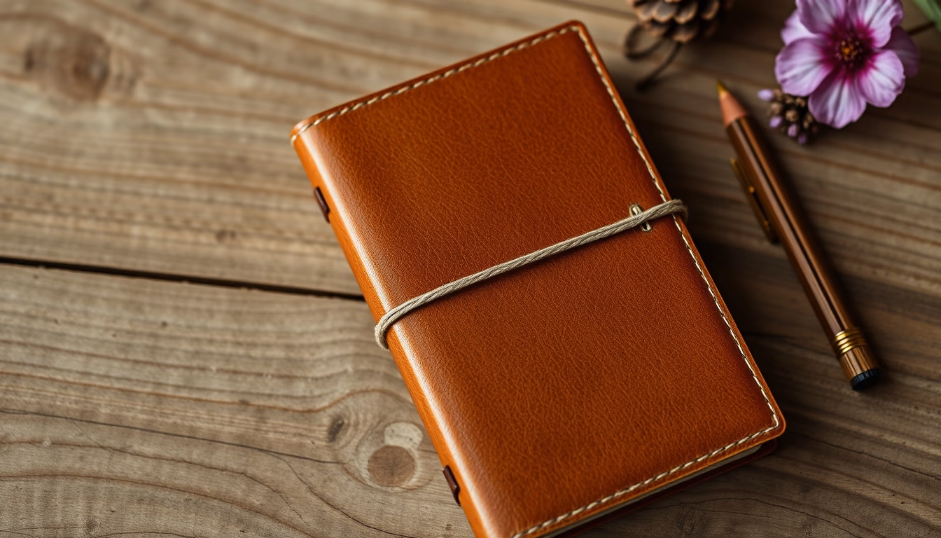 moleskine notebook leather in editorial style
