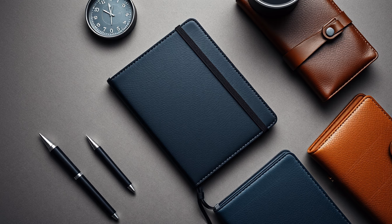 moleskine notebook leather in editorial style