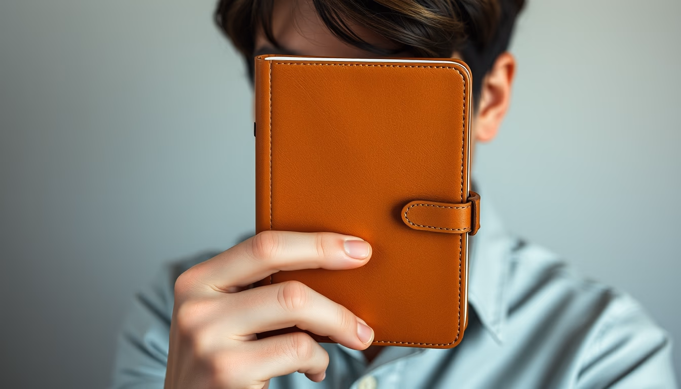 moleskine notebook leather in editorial style