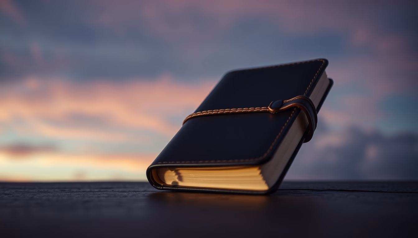 moleskine notebook leather in editorial style