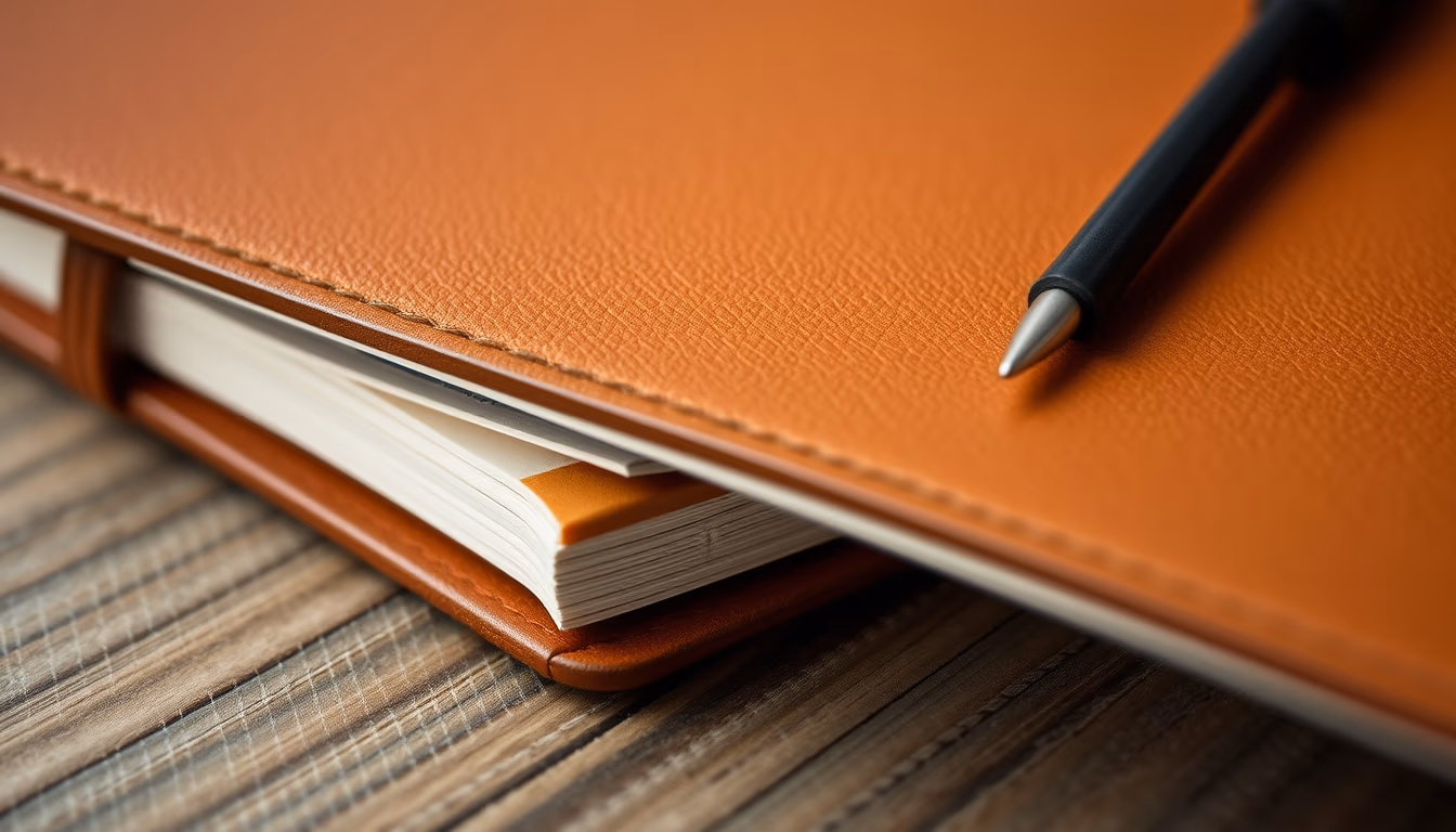 moleskine notebook leather in editorial style