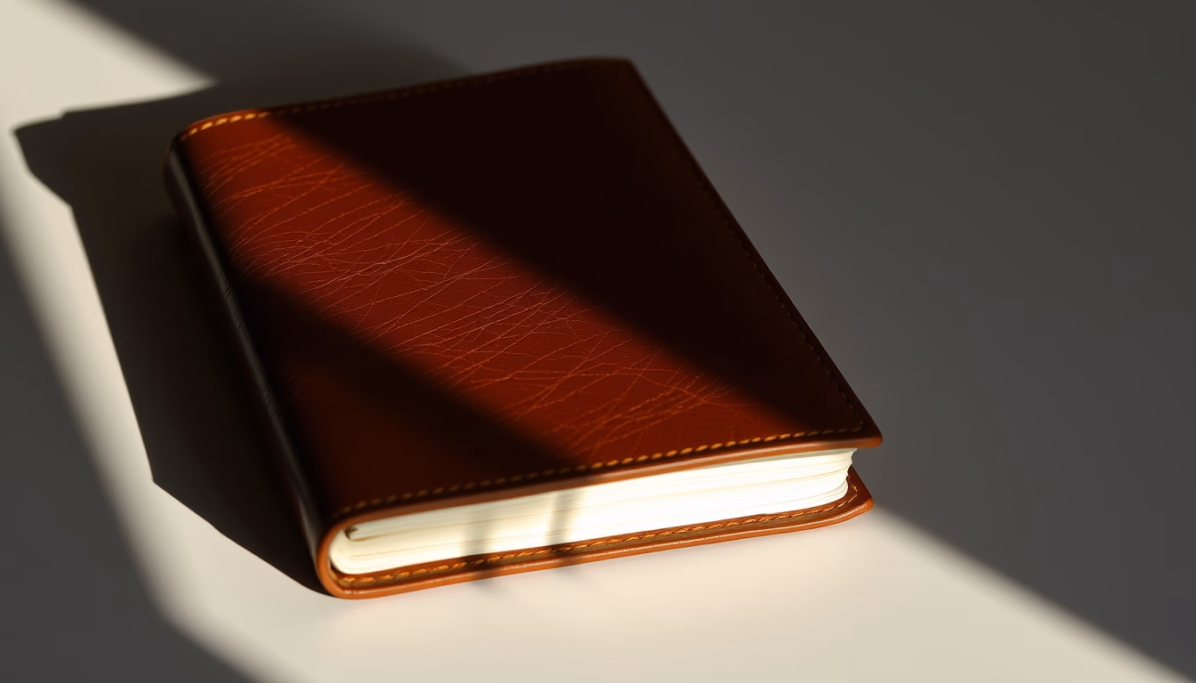 moleskine notebook leather in editorial style
