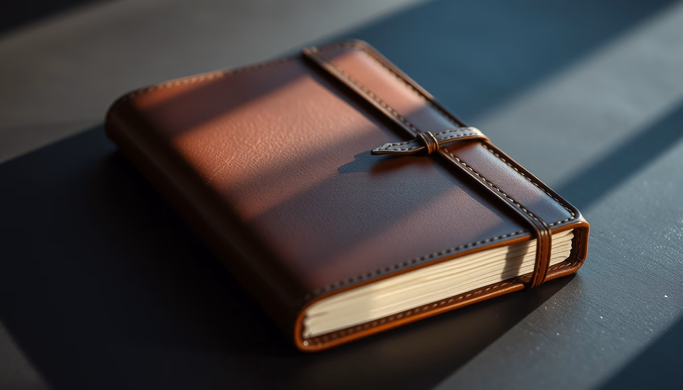 moleskine notebook leather in editorial style
