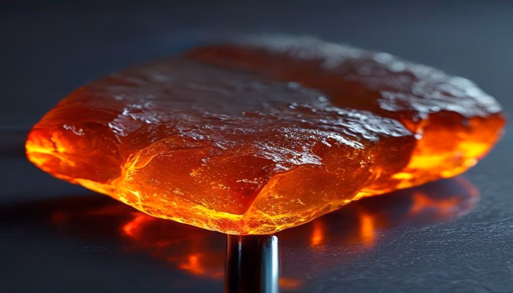 molten glass on rod in editorial style