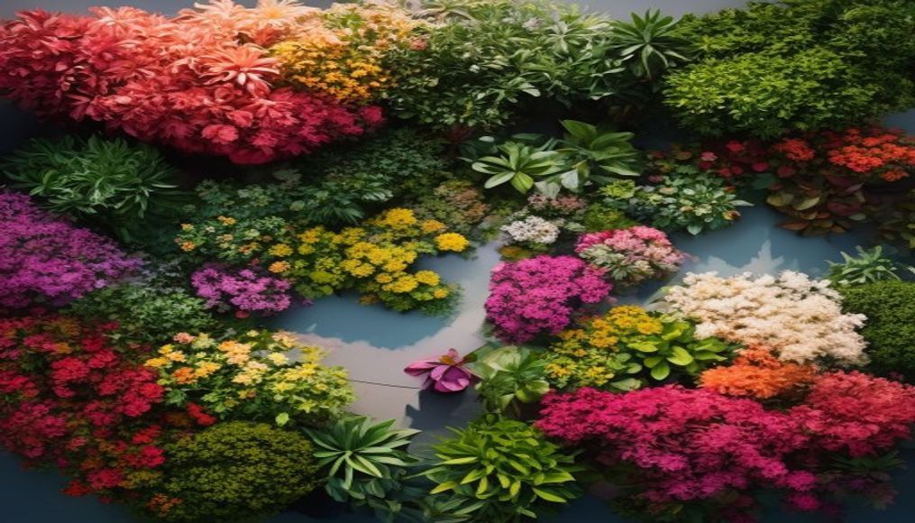 monet garden giverny in editorial style