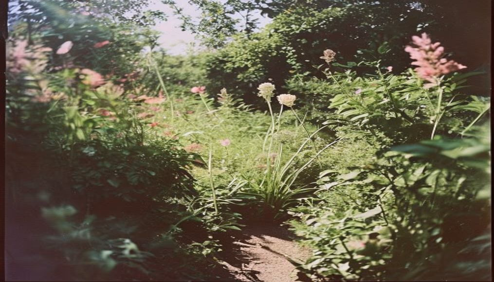 monet garden giverny in editorial style